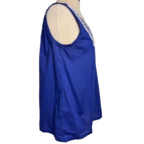 Style & Company Jeans Baby Doll Tank 12 Royal Blue Cotton Beaded Cotton - Picture 10 of 15